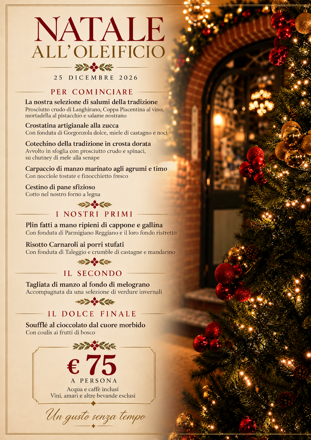 Men&ugrave; di Natale 2026 - Osteria Antico Oleificio